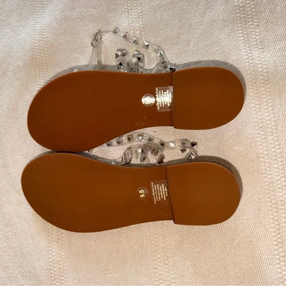 NWOT Steve Madden Silver Studded Clear Strap Sandals - Picture 6 of 6